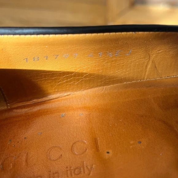GUCCI Men’s  Black Leather Loafers with Logo, style 181797, size 41.5 / 8 - Picture 11 of 12